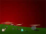 Night of the Zombie Kitties game screen showing a launcher firing a dog towards a horde of cute but creepy green-skinned zombie kittens.