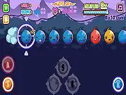 Spooky Hunter ghost game screen, colored ghosts and arrow keys, free online two-player arcade game