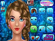 Snow and Spa free online makeover game, girl with winter makeup and dazzling jewels, play styling game on PlayArcadeHub