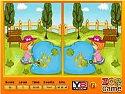 Kids Park Find The Difference free online game showing two identical park scenes