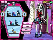 Screenshot of Frankie Stein Freaky Patchwork free online game showing Monster High's Frankie Stein wearing a colorful, custom-designed patchwork outfit.