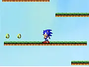 Sonic Go Home game screen showing Sonic the Hedgehog running and jumping on platforms, play free online platformer game