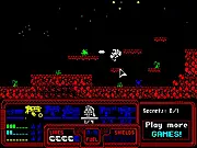 Astrobots free online game, pixelated robot character shooting enemies in a retro-themed side-scrolling level