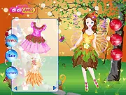 Woodland Fairy Dressup free online game, a fairy character named Elvyne wearing colorful spring-themed clothes and wings