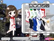 Boarding School Student Dressup free online game screenshot, student character Elena wearing a stylish boarding school outfit
