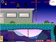 New Ninja Battle - Action platformer game screenshot showing a ninja jumping over obstacles