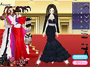 Woman in a beautiful, elegant gown on the red carpet in the Fashion Awards Dress Up online game
