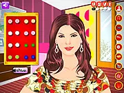 Myra's Makeover game screenshot, girl character with various accessories and outfit options, free online dress-up game