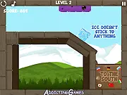 Icy Purple Head free online game gameplay screenshot of the purple block character transforming into a blue ice block to slide on a platform