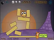 Round Man online physics puzzle game where players drop bombs to guide the character past the dashed line on PlayArcadeHub