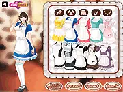 Cute maid Lisa in a blue uniform in the Maidservant Dress Up free online game