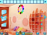 Screenshot of the Wow Mansion Escape game showing a luxurious, detailed room with furniture and potential hidden clues