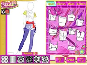 Fashion Studio Retro Outfit online game screen showing a character in a vintage dress and sewing tools