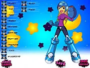Mega Girl Dressup free online game featuring the heroine in stylized futuristic armor