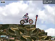 Ragdoll character tumbling down a steep hill after jumping off a bike in The Last Trial online game