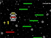 The character in Vac Jump 2 leaping between a green platform and a red platform in the vertical-scrolling, high-score online game.