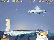Moony Cat Physics Puzzle game screenshot showing a cute cat waiting for a rolling orb