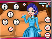 Diamonds and Toads Makeover game screen showing a fairy tale princess receiving a facial spa treatment, play free online beauty game
