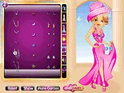 Royal Party Flash dress up game screenshot showing Princess Caroline in an elegant gown and royal accessories, ready for a grand party