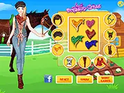 Emily's Horse free online dress up game screenshot showing girl and horse with matching outfits
