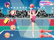 Amazing Gymnast dress-up game image showing a female athlete in a sparkling leotard ready for competition