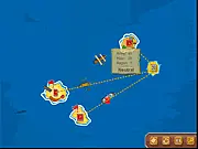 Screenshot of Colonial Wars Special Edition free online strategy game, showing a map with islands being captured by competing armies