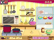 Mia Cooking Lasagna game screenshot, cooking a dish with pasta and cheese, free online simulation game