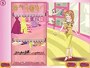 Screenshot of the Reality Star Dress Up free online game, showing the main character with various clothing options that can be changed by clicking.