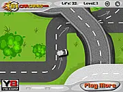 Level Up Parking gameplay screen, futuristic car driving on a narrow suspended road high in the sky, extreme parking game