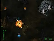 Nocran Space top-down shooter game, spaceship firing laser at alien enemies in the cosmos