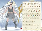 Screenshot of the character creation menu in Angel Dress Up and Creator Online, showing a beautiful angel with dual-colored hair, wings, and an elegant dress.