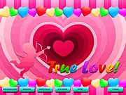 Screenshot of the Valentine's Day Card Maker game interface, showing various heart-themed graphics, stickers, and a customizable card design.