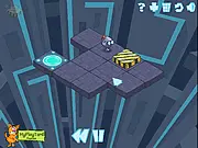 The Right Way online puzzle game screenshot, setting up barricades to guide a robot to the exit safely, play free on PlayArcadeHub.