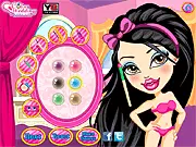 Bratz School Day Makeover free online game showing the Bratz girl with perfect makeup and a stylish school outfit on PlayArcadeHub