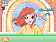 First Date Hair Makeover free online game screenshot showing a girl with stylish hair and makeup on PlayArcadeHub