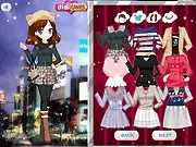 Tokyo Winter free online dress up game screenshot showing two stylish girls in Japanese winter fashion with city lights and snow on PlayArcadeHub