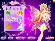 The fairy character Daisy wearing a beautiful purple dress and a flower in her hair from the Daisy Fairy dress-up game