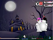Play Ghost Lover Kissing free online game, two cartoon ghosts kissing secretly on PlayArcadeHub