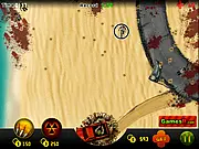 The player character fighting off a horde of undead zombies on a wrecked roadside in the Miami Zombies survival strategy game