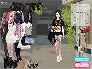 A model showing off a fancy, dynamic hairstyle and a vibrant 2012 spring dress in the free online fashion game.