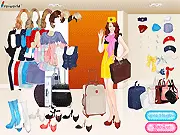 Three beautiful flight attendants wearing stylish, clean uniforms and professional hats in the free online dress up game.