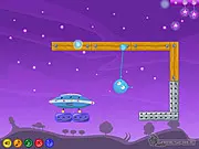 Bobby Aboard puzzle game, guiding a little alien past obstacles to reach his spaceship