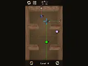 A challenging level in the online puzzle game Energy Spectrum, showing a laser beam bouncing off several mirrors to reach a target.