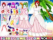 Bride Gown Show free online dress up game screenshot showing a girl in an elegant white wedding dress
