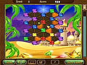 Treasures of Aladdin free online match 3 puzzle game with precious stones and jewels