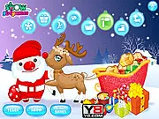 Screenshot of Christmas Lovely Reindeer showing a decorated reindeer and sleigh, a free online Christmas decorating game