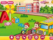 School Decoration free online design game screenshot of a colorful classroom