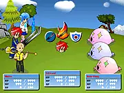 Screenshot of the Chaos Fantasy turn-based RPG showing three heroes on the left ready to attack enemy monsters on the right.