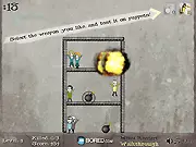 Play Death House free online, destroying bad puppets in a castle, using bombs and flamethrowers for destruction