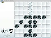 Reversi Flash free online board game screenshot, showing black and white strategy pieces on an 8x8 grid